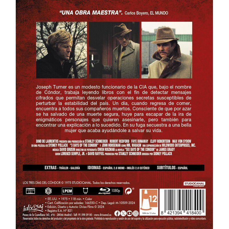Los tres d&iacute;as del c&oacute;ndor [Blu-ray] (1975) image number null
