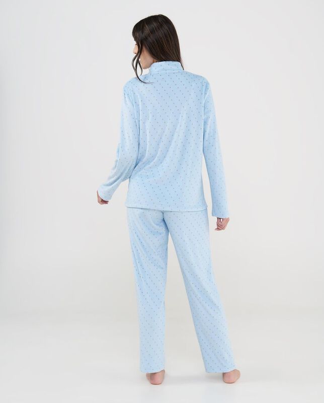 Ch&aacute;ndal con Estampado de Topos Celeste image number null