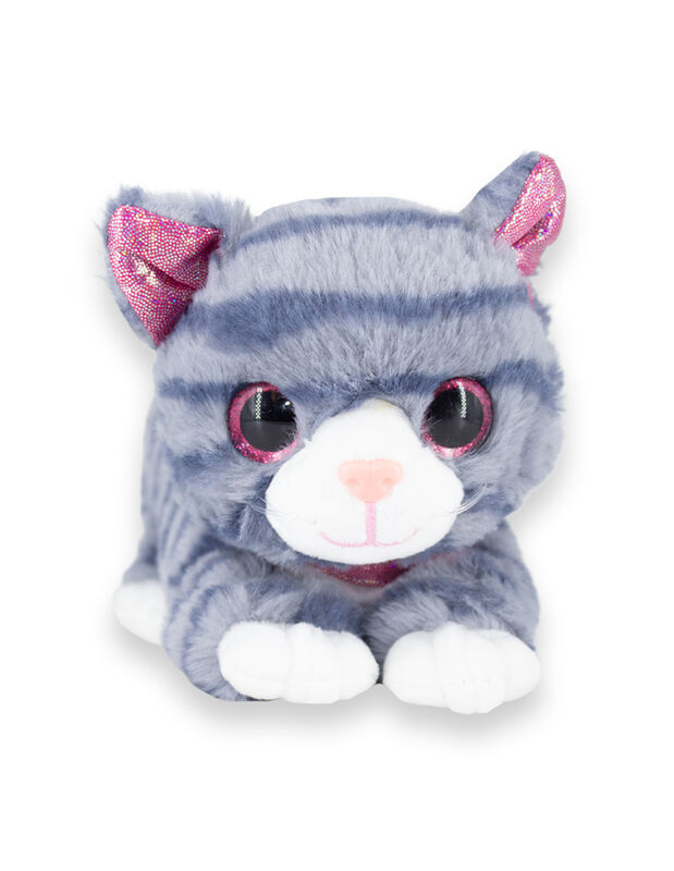 Gatito De Peluche Acostado Colo Gris Con Rayas ... image number null