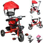 Triciclo Evolutivo para Niños Asiento Giratorio 360 Torreta con Luz y Sonido Bastón de Empuje Soporta Hasta 30 kg -Gris