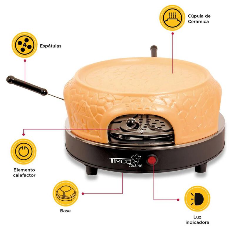 Horno Eléctrico Pizza Mini Portátil Cerámica 4 ... image number null