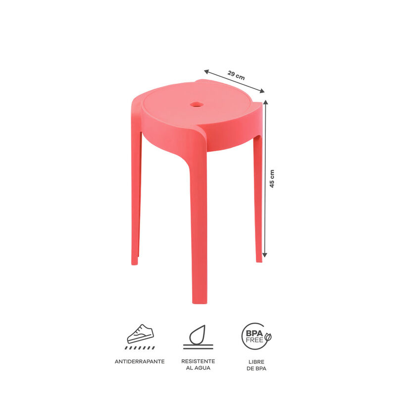 Set de 4 Bancos de Pl&aacute;stico Apilables &ndash; Color R... image number null