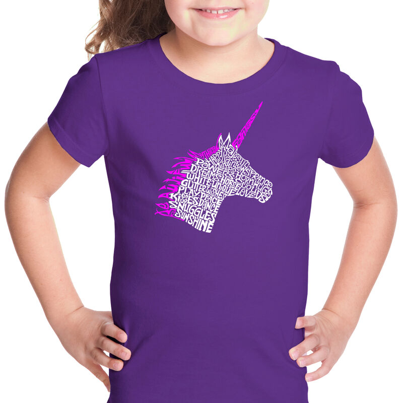 Camiseta Word Art Para Ni&ntilde;a - Unicornio - Morad... image number null