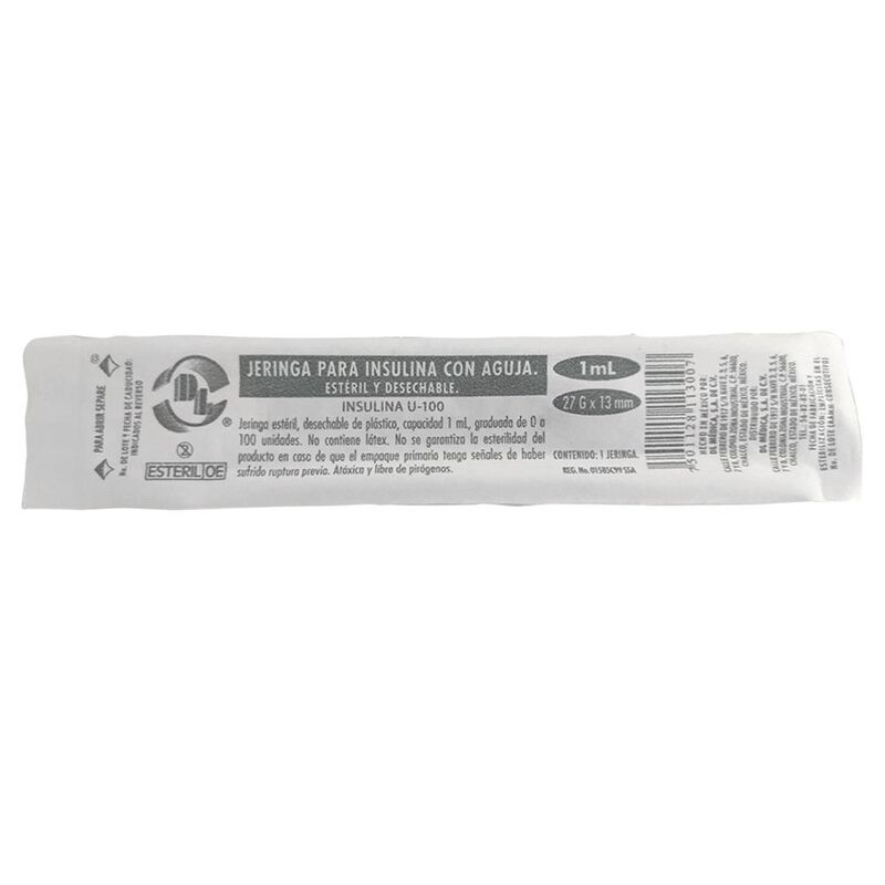 Jeringa Para Insulina Dl Con Aguja 1ml 27g X 13... image number null