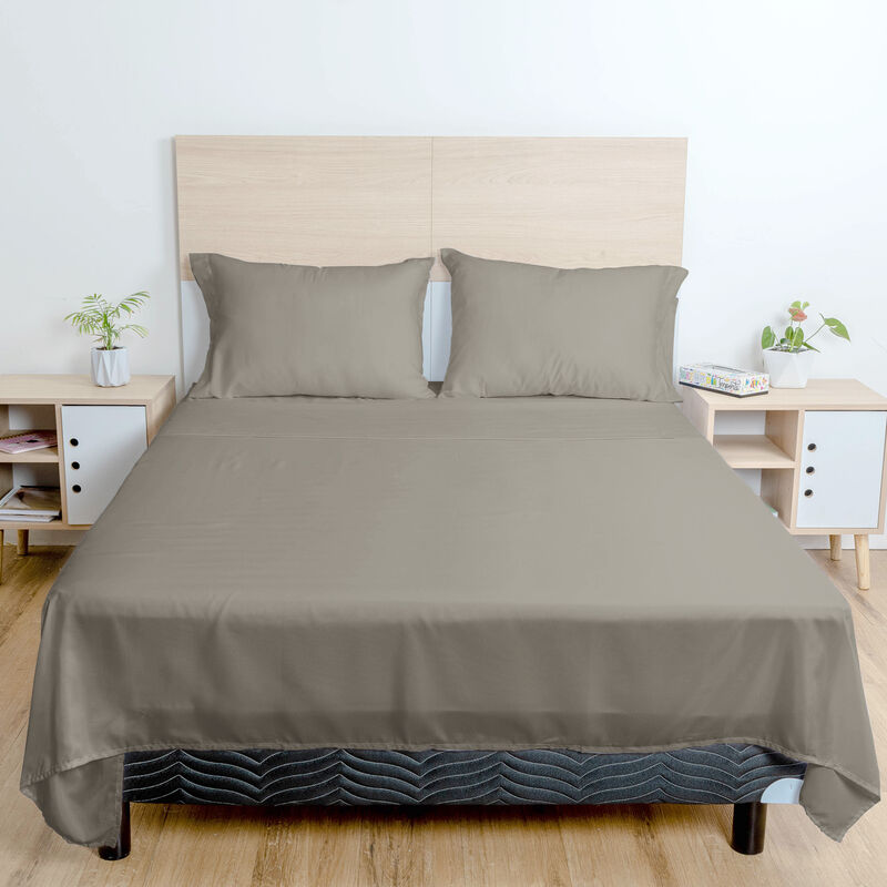 Juego de S&aacute;banas Soft King Size Gris Atlas del ... image number null