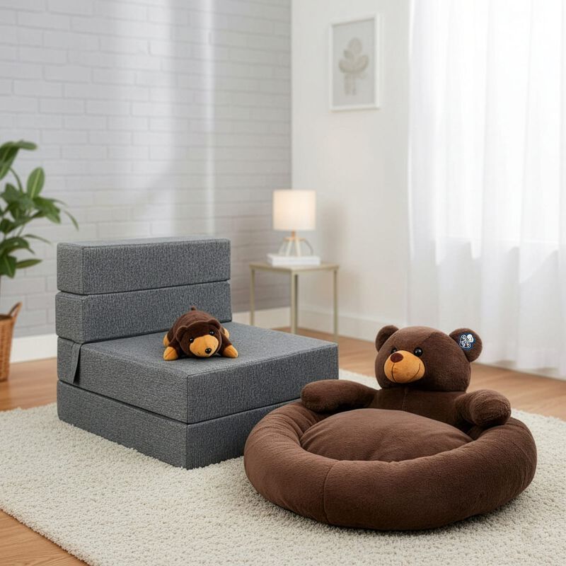 Sill&oacute;n Plegable Individual Gris Claro+ Cama par... image number null