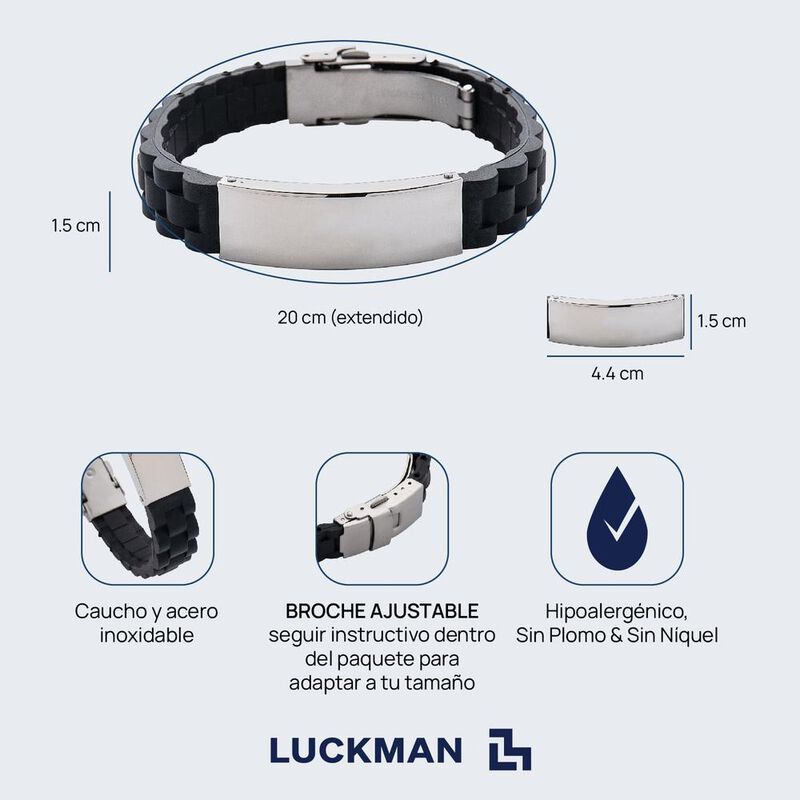 Brazalete Hombre, Pulsera Acero Inoxidable, Reg... image number null