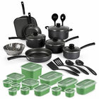 Bateria Tramontina 18 Pz Negro + Juego Contenederes Tramontina Verde 12 Pz