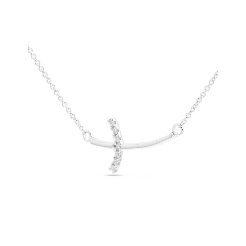 Gargantilla Cruz Oro Blanco 14k 5pts Diamante image number null