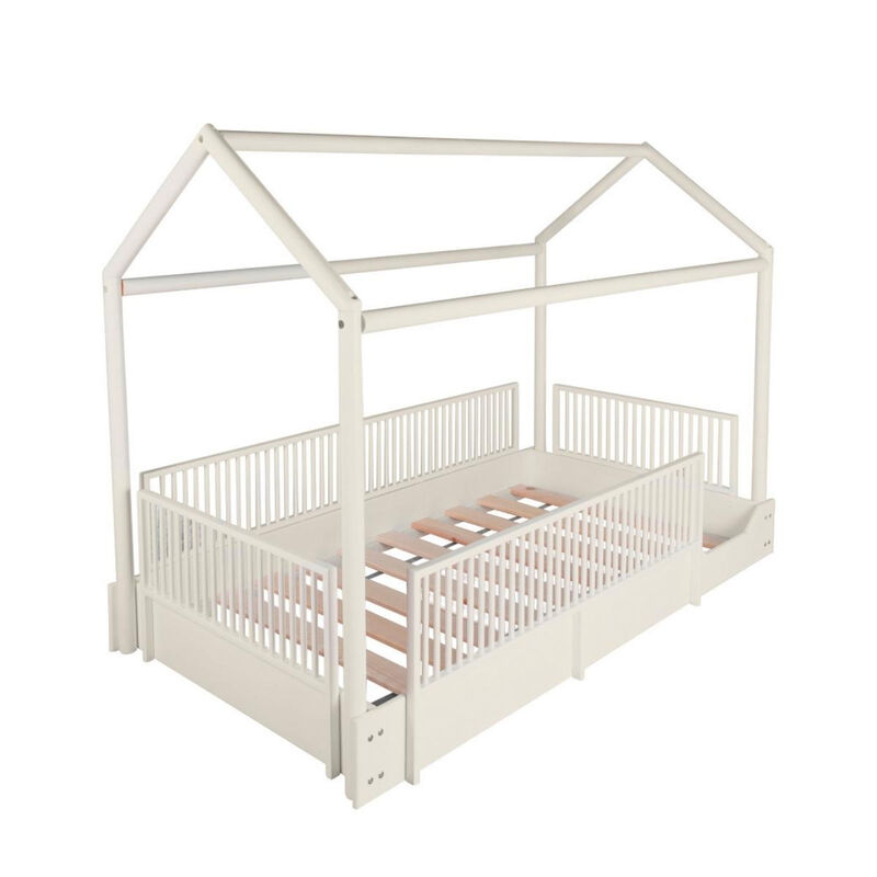 Cama Casa de Madera Montessori Individual Blanc... image number null