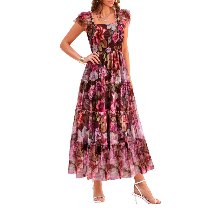 Vestido Midi Floral Prettygarden Escote Cuadrad... image number null