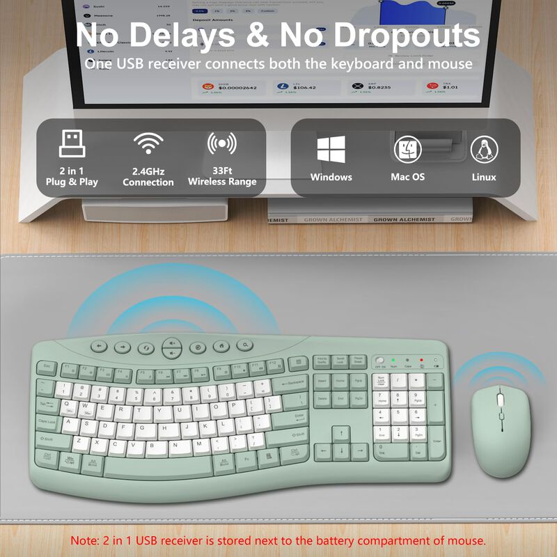 Combo Teclado Y Rat&oacute;n Inal&aacute;mbrico Ergon&oacute;mico Y ... image number null