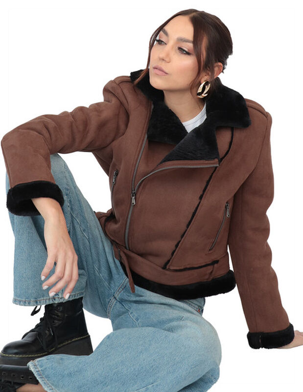 Chamarra Mujer Peluche En Cuello Alta Calidad C... image number null