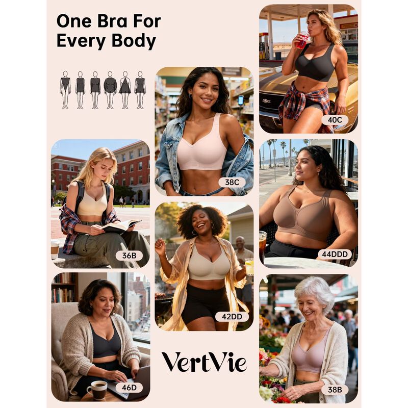 Sujetador Vertvie Jelly Sin Aros 34DDD Negro image number null