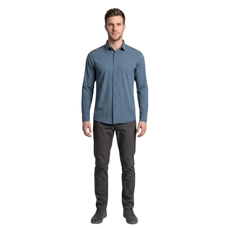 Atlo Camisa Lisa Manga Larga Navy Para Hombre image number null