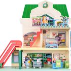 Set De Juego Para Supermercado Bluey And Bingo Con Escalera Mec&aacute;nica, 15 Piezas