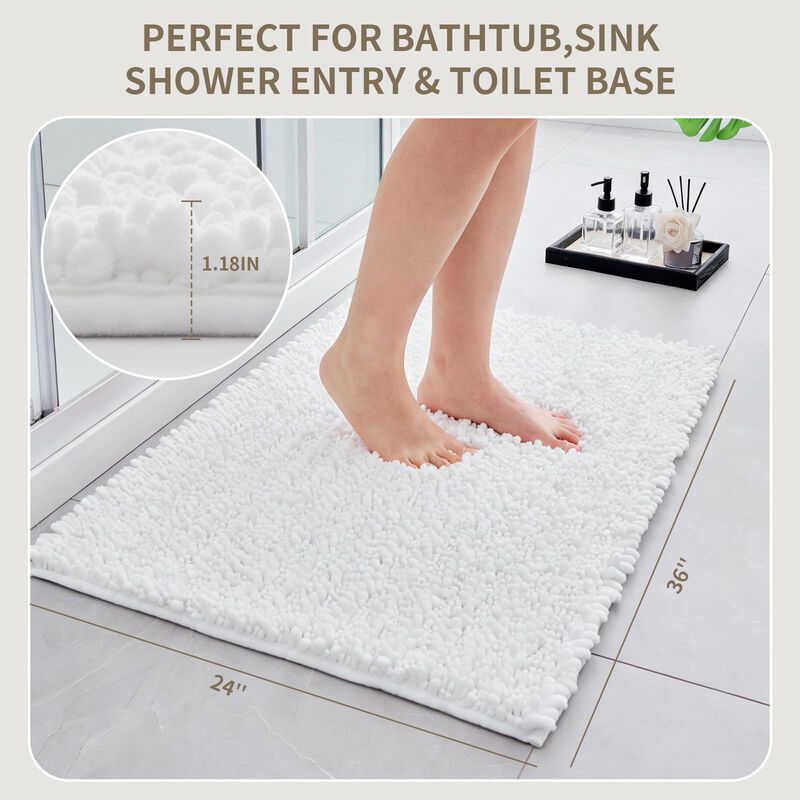 Alfombra De Ba&ntilde;o Ruggnovea 91 &times; 61 cm Blanca De... image number null