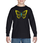 Camiseta De Manga Larga Word Art Para Ni&ntilde;o - Mariposa - Negro