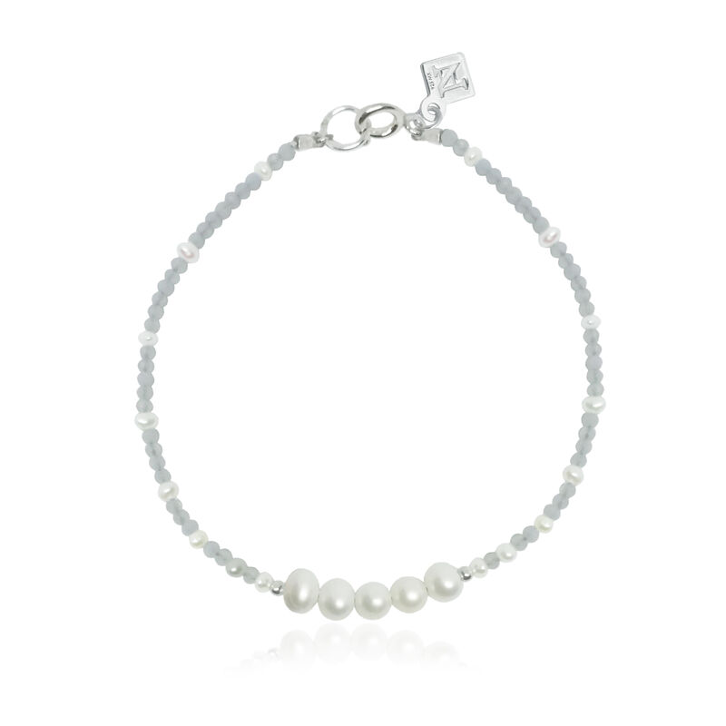 Pulsera Terra De Calcedonia Azul Y Perlas image number null