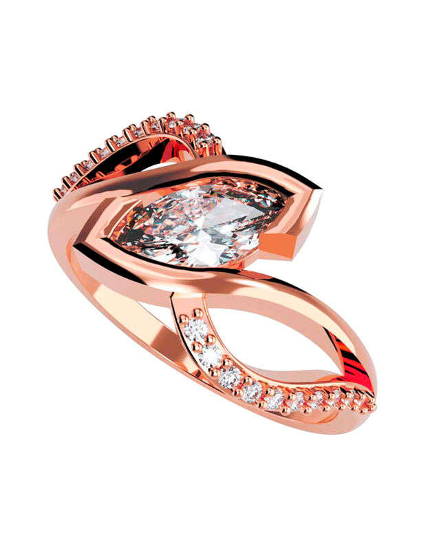 Anillo de Compromiso en Oro Rosa 14K con Circon... image number null