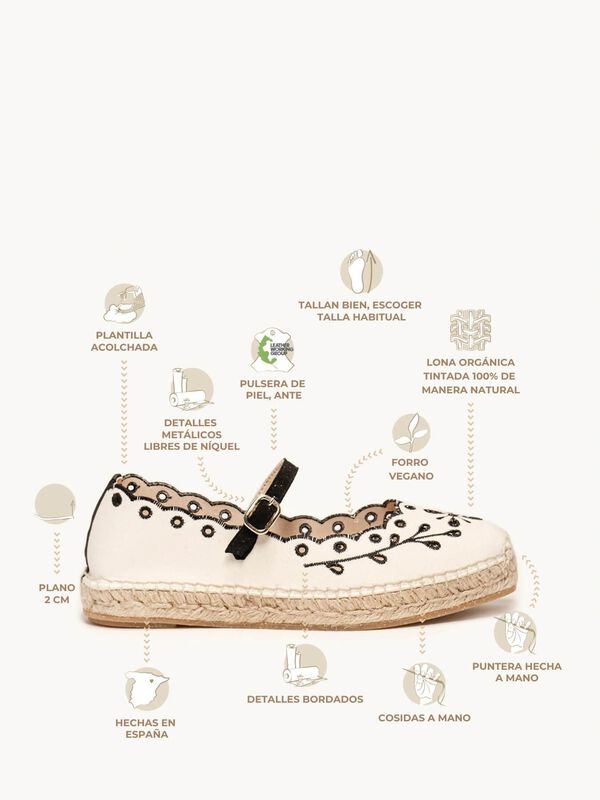 Campanilla Lona Bordada Negro image number null