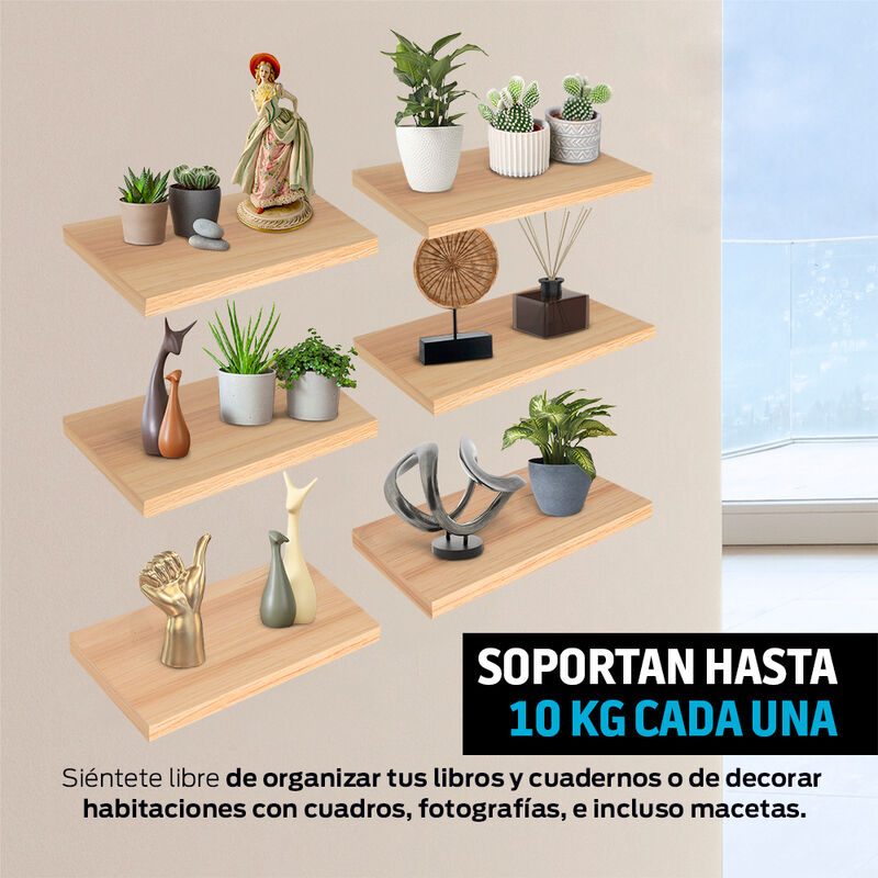 Set de Repisas Flotantes de Madera 6 Piezas tip... image number null