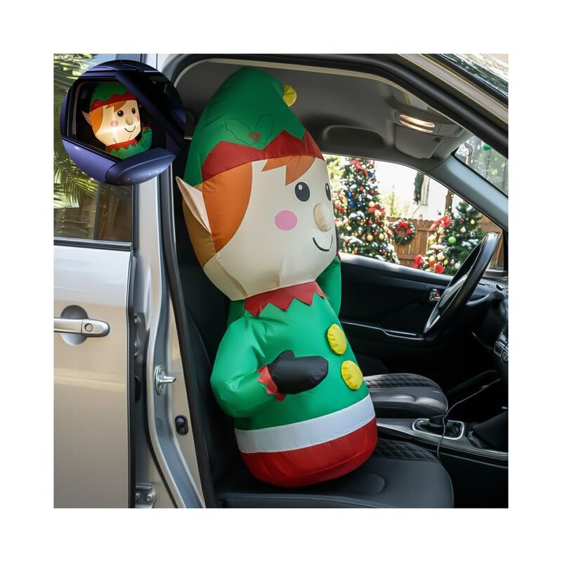 Inflable Navidad Duende Gnomo Carro Automovil I... image number null