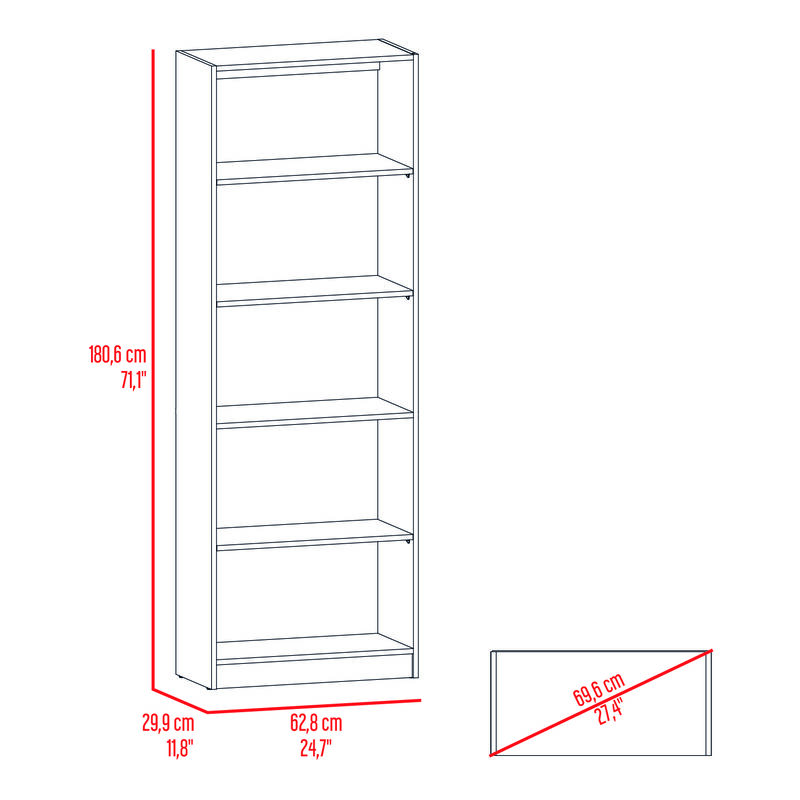 Librero Home Wengue Con Cinco Entrepa&ntilde;os Virtua... image number null