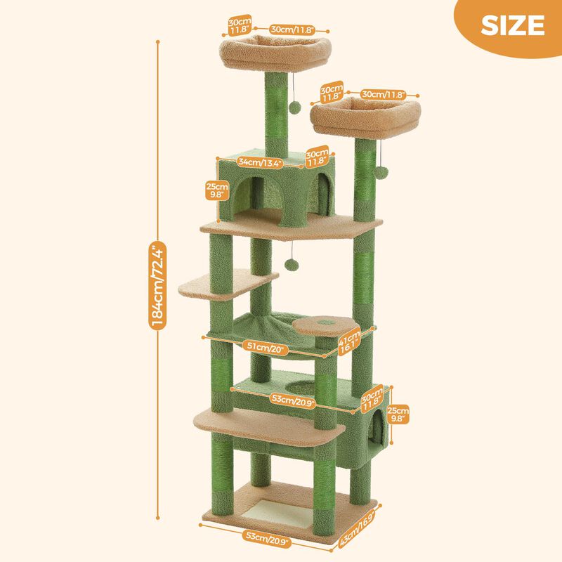 &Aacute;rbol Para Gatos Pawz Road 183 cm Con Hamaca Y ... image number null