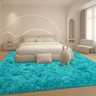 Alfombra Mtandyx 244x152 Cm Azul Turquesa Peluda Antideslizante