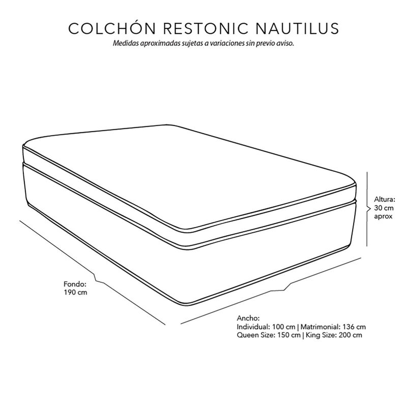 Colchón Individual Restonic Nautilus+Sábanas Di... image number null