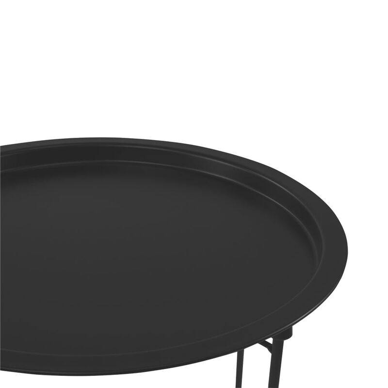 Mesa Lateral con Bandeja Redonda - Color Negra image number null
