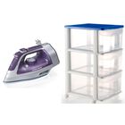 COMBO PLANCHA VAPOR CABLE RETRACTIL + CAJONERA 3 NIVELES