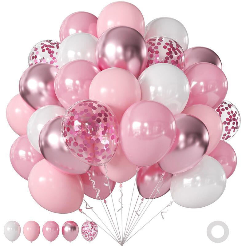 Globos Joyfloat 60 Piezas 30 cm Rosa Y Blanco image number null
