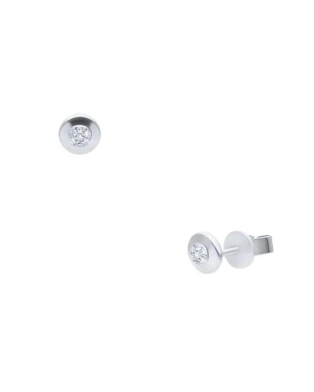 Broqueles De Oro Blanco 14k Con 3 Pts De Diaman... image number null