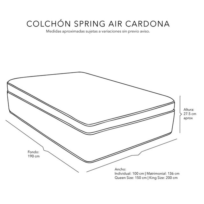 Colch&oacute;n Queen Size Cardona + Almohada 2 Pack + ... image number null