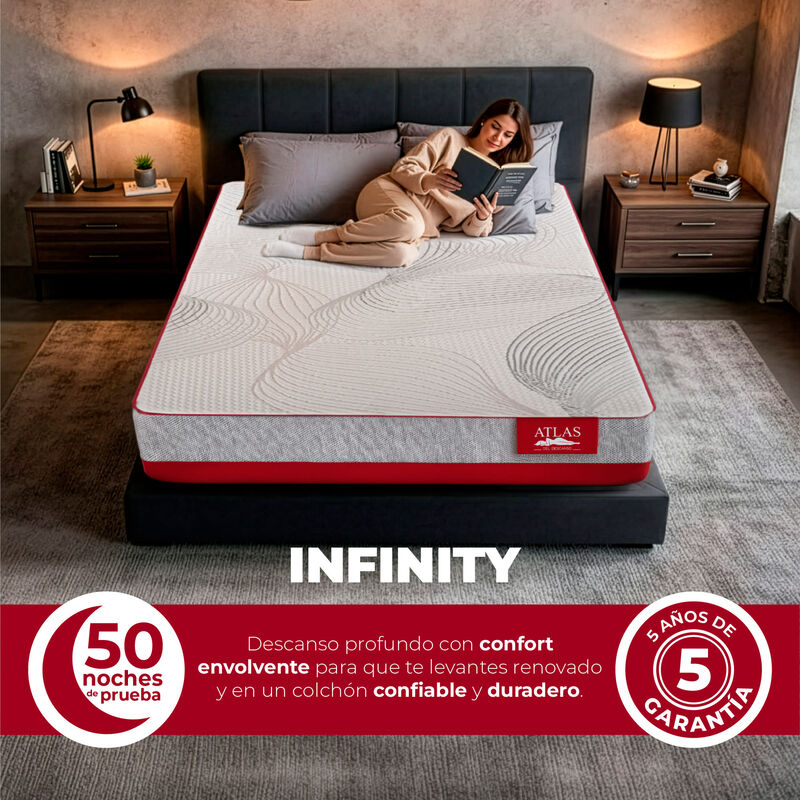 Colch&oacute;n Matrimonial En Caja Atlas Infinity 24 c... image number null
