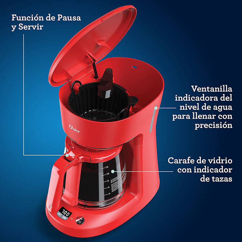 Cafetera Oster Programable 12 Tazas Roja image number null