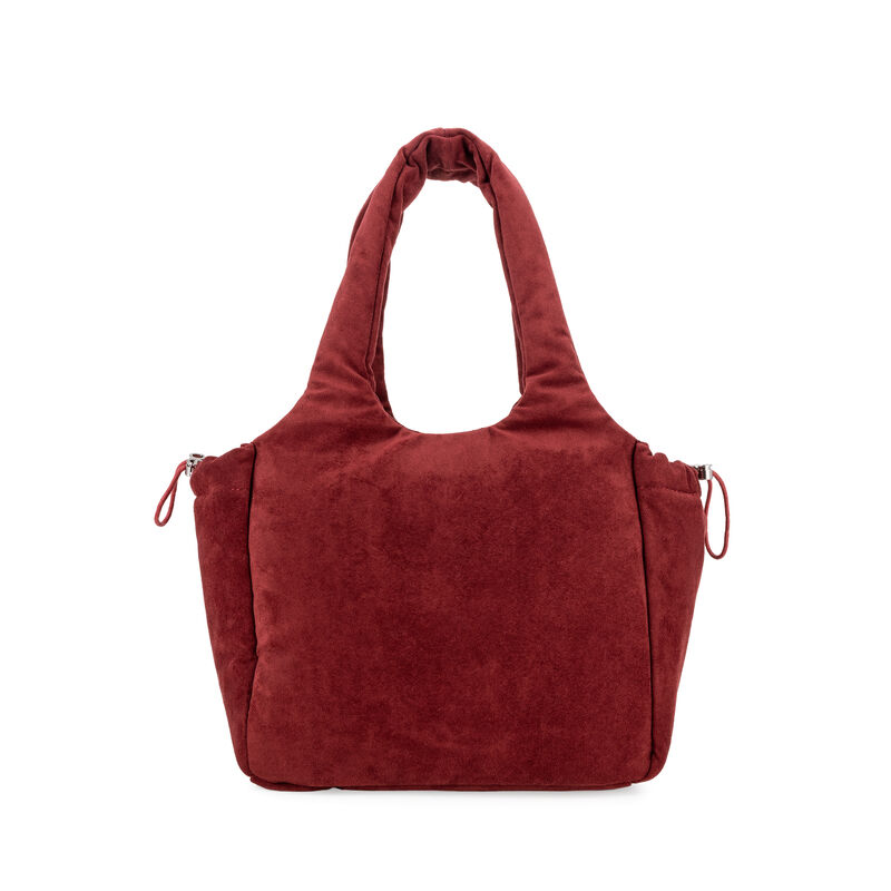 Bolsa Satchel Acolchada En Suede Color Rojo Tin... image number null