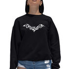 Sudadera De Cuello Redondo Word Art Para Mujer - Murci&eacute;lagos Pics - Negro