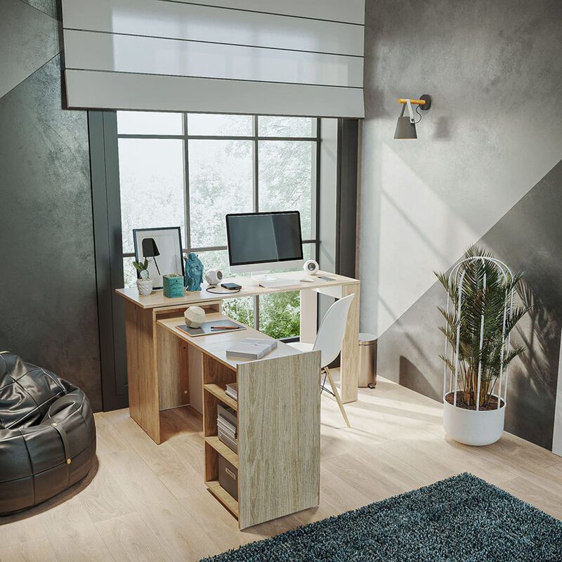 Escritorio en L Expandible SPAQUA Ajuste de Tam... image number null