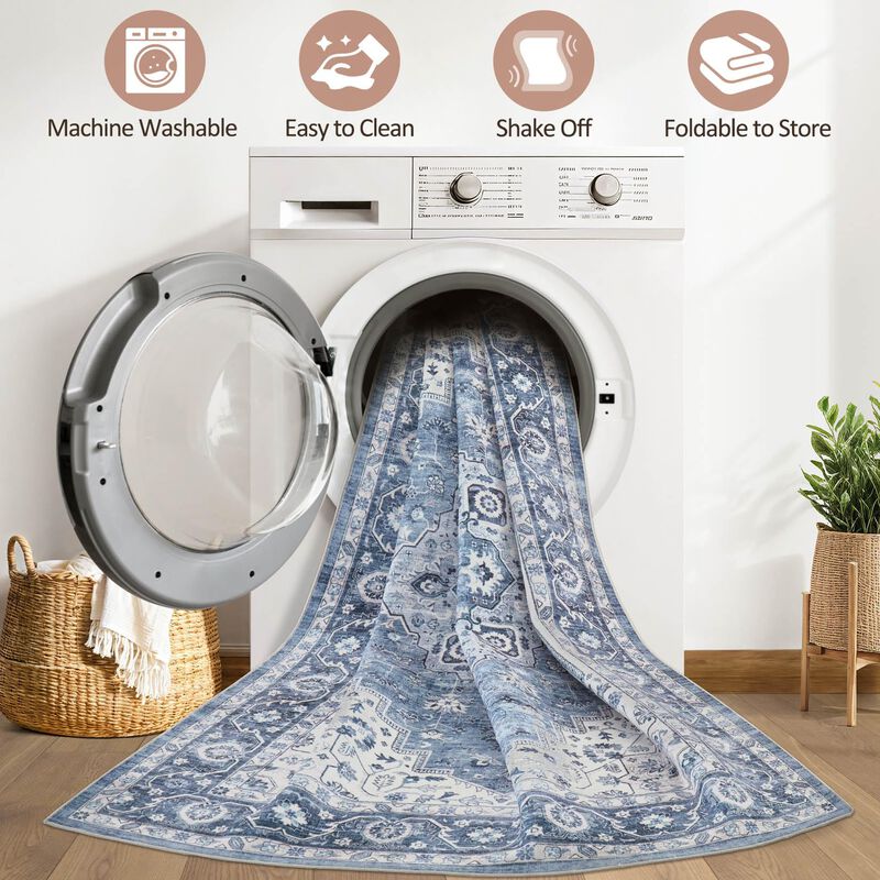 Alfombra Loongrug 178x229 cm Lavable Boho Azul ... image number null