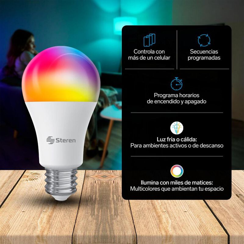 3 focos LED Wi-Fi RGB-W con control remoto image number null