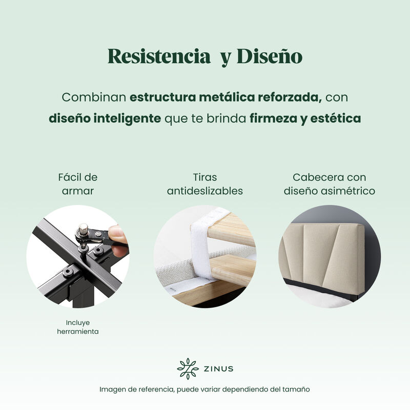 Zinus Maya | Base De Cama Tapizada Dise&ntilde;o Asim&eacute;... image number null