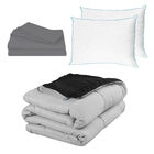 Edred&oacute;n Doble Vista Rogga Matrimonial Gris Oxford-negro + 1 Juego De S&aacute;banas Basic + 2 Almohadas De Osos
