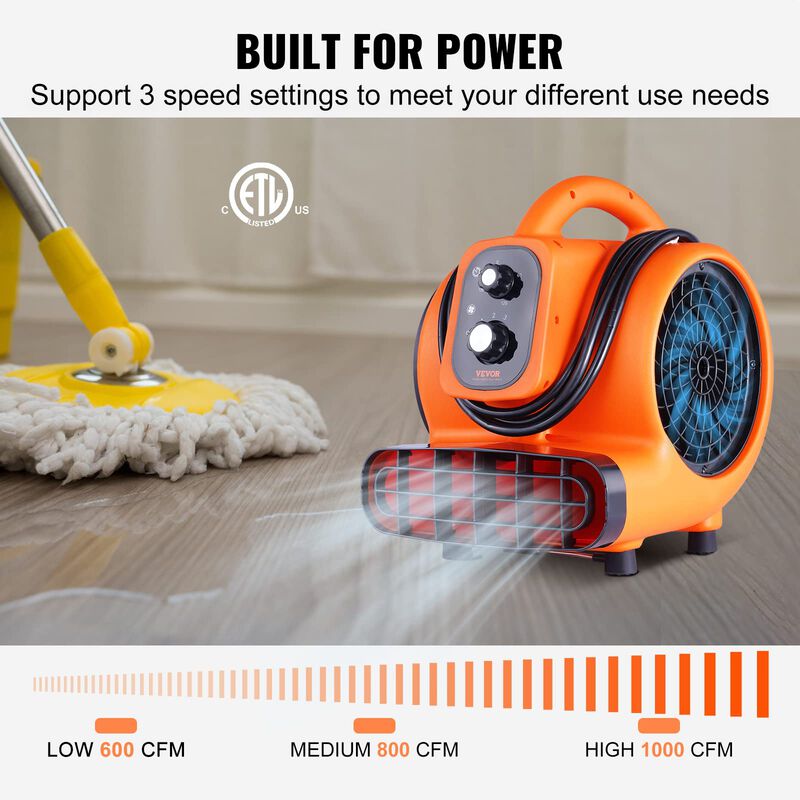 Secador De Alfombras Air Mover Vevor 1/4 Hp 100... image number null