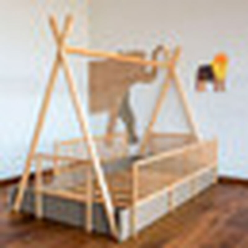 Cama Tipi Montessori de Madera con Barandales R... image number null