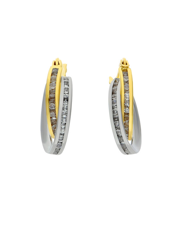 Arracadas Oro Bicolor Con Zirconia image number null