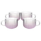 Set 4 Tazas Cristal Rosa Ondulada Ideen 410 Ml