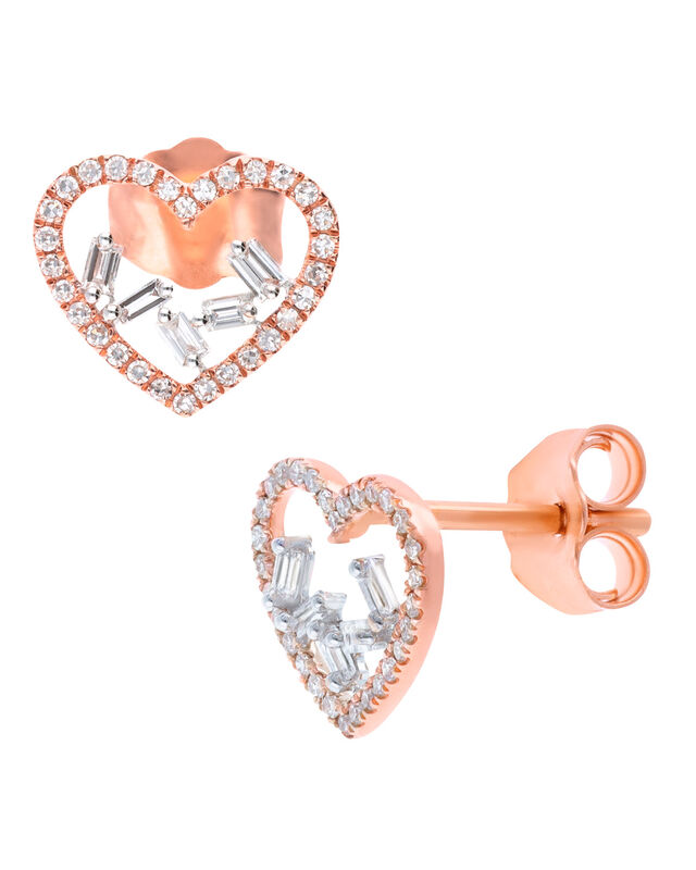 Broqueles De Oro Rosa 14k Con 17 Pts De Diamant... image number null